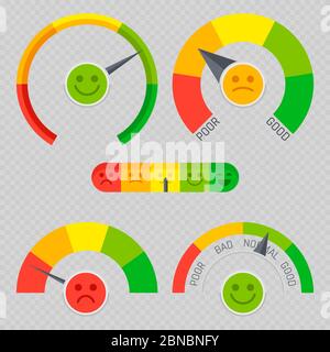 Client feedback emotion pain scales isolated on transparent background. Vector illustration Stock Vector