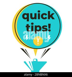 Quick tips megaphone label vector design isolated on white illustration Stock Vector
