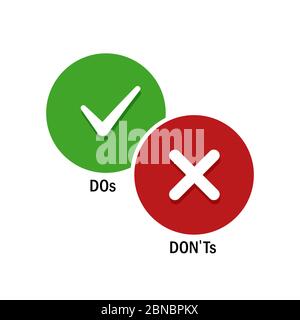 Simple positive and negative symbols, DOs and DONTs icons. Vector illustration isolated on white Stock Vector