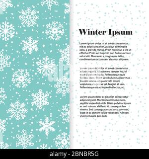 Winter banner or flyer template with white snowflakes. Vector illustration Stock Vector
