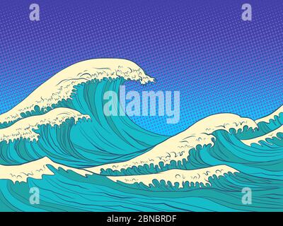 ocean high waves Stock Vector
