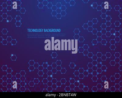 Abstract molecule background. Hexagon dna network. Science chemical and bio technologies vector concept. Illustration of hexagon dna, chemical bio connect Stock Vector