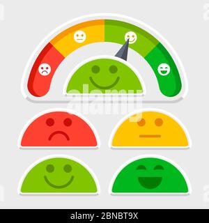 Flat emotions mood scale colored vector of set illustration flat Stock Vector