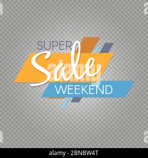 Super sale banner template isolated on transparent background. Vector illustration Stock Vector