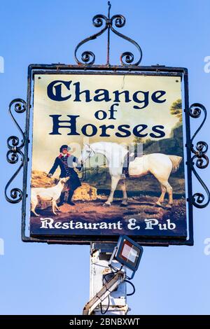 The Change of Horses, a pub in the centre of Farnborough village, near Bromley, London, UK. undergoing renovation Stock Photo