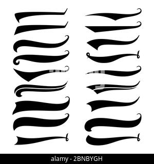 Swoosh tails retro swooshes typography curly Vector Image