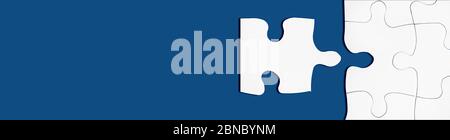 Connect jigsaw piece of puzzle as metaphor of teamwork, hr, business problem solving or join team. Business partnership concept. Matching puzzle. Syne Stock Photo