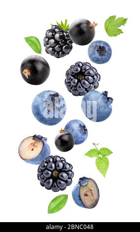 Falling berries isolated on white background Stock Photo