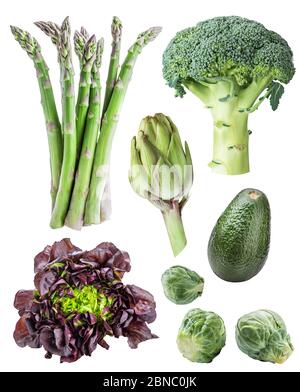 Green vegetables isolated on white background Stock Photo