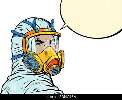 doctor in full face mask respirator Stock Vector