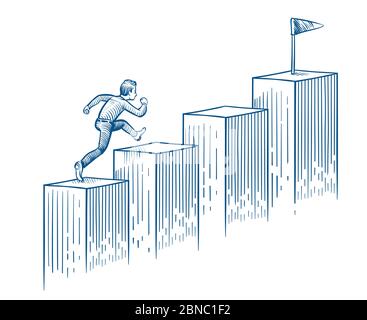People run to their goal on the stairs to get the trophy Stock Vector ...