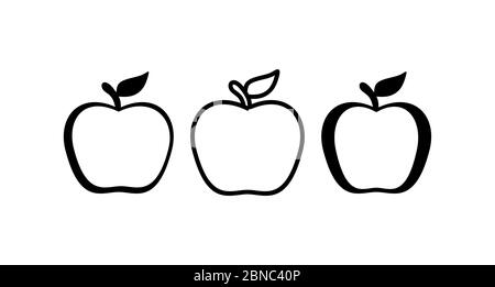 set of apple icon isolated on white background. Vector illustration Stock Vector