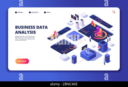 People work with dashboard. Modern statistics technology, designer interacts with financial process charts. Landing web vector page. Dashboard work interact with business data analysis illustration Stock Vector