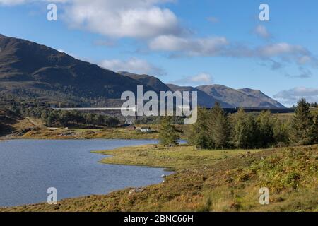 The hydro electric dam at Loch Mullardoch, Glen Cannich, Highland, Scotland Stock Photo