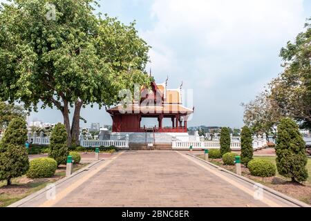 Bangkok / Thailand - January 28, 2020: Name of this place ' Santi Chai Prakan Public Park ' this park in Bangkok old downtown province Stock Photo