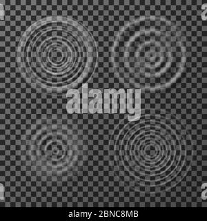 Realistic water circles. Top view round waves, transparent ripple drop  impact. Reflect clear liquid, grey splash surface shadow vector set Stock  Vector Image & Art - Alamy