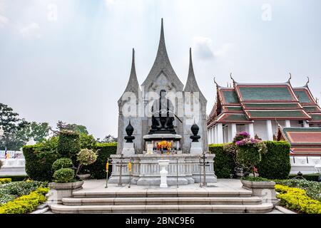 Bangkok / Thailand - January 28, 2020: Statue of sitting King Rama III, He is old King of Thailand Stock Photo