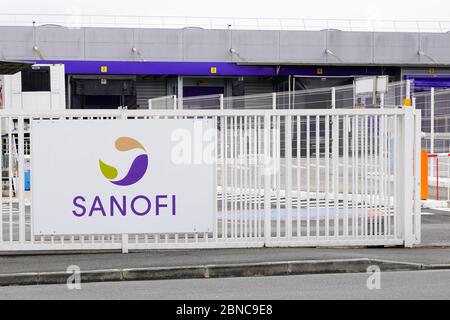 Bordeaux , Aquitaine / France - 05 14 2020 : Sanofi office building logo sign French multinational pharmaceutical company Stock Photo