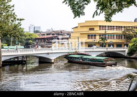 Bangkok / Thailand - January 18, 2020: Canals of Bangkok, boat is carrying the pessengers Stock Photo