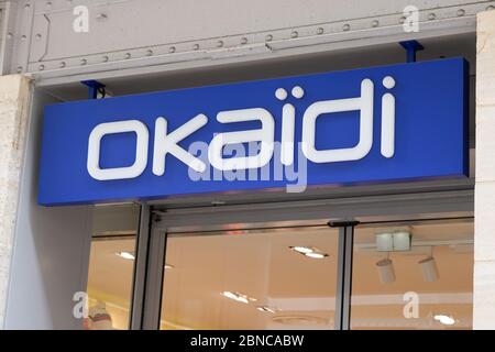 Bordeaux , Aquitaine / France - 05 10 2020 : Okaidi sign logo shop brand chain of clothing stores for children kids Okaïdi store Stock Photo