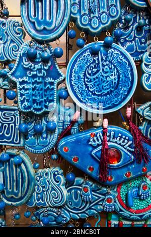 Handicrafts for Sale, Khan al-Khalili, Bazaar, Cairo, Egypt Stock Photo
