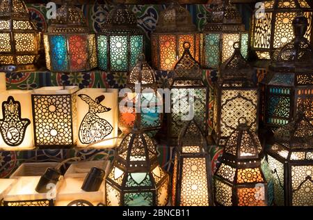Lights for Sale, Khan al-Khalili, Bazaar, Cairo, Egypt Stock Photo