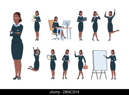 Funny Businesswoman Cartoon Character in Different Poses for Business  Presentation Vector Set Stock Vector - Illustration of formal, executive:  76497213