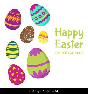 Happy easter, easter egg hunt vector background. Illustration of banner or poster Stock Vector