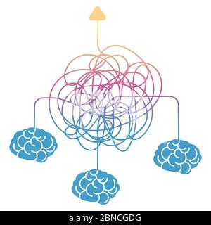 Searching for way, team building or brainstorm vector concept illustration isolated on white Stock Vector
