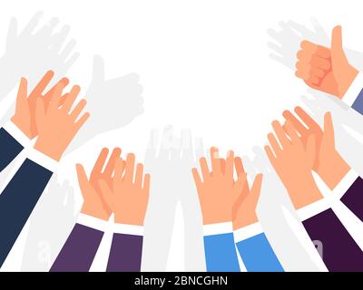 Ovations, applause and congratulations on success vector template. Illustration of crowd hands clap, appreciation gesture Stock Vector