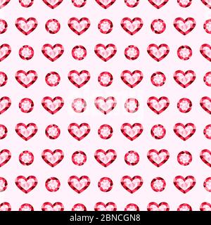 Pink gemstones jewels vector seamless pattern background for wallpaper or wrapping illustration Stock Vector