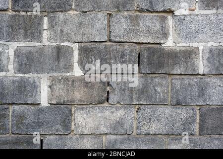 Gray large bricks wall. Bricks construction background. Texture of a black wall. Modern grey brick wall for background or texture Stock Photo