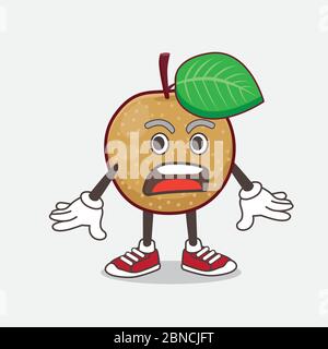 An illustration of Nashi Pear cartoon mascot character with a surprised gesture Stock Vector