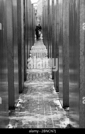 Berlin, Germany - January 2017: The vertical pillars of the Holocaust Memorial in Berlin Stock Photo