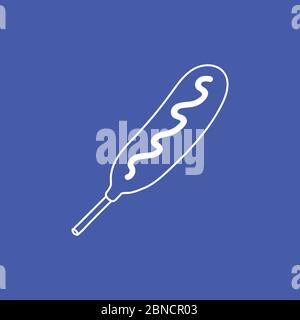 Corn Dog fast food illustration line art for icon, logo, sticker Stock Vector