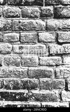 Distress old brick wall texture. Black and white grunge background. EPS8 vector illustration. Stock Vector