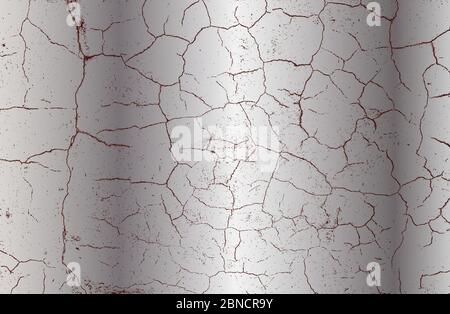 Distress old cracked concrete vector texture. EPS8 illustration. Black and white grunge background. Stone, asphalt, plaster, marble. Stock Vector