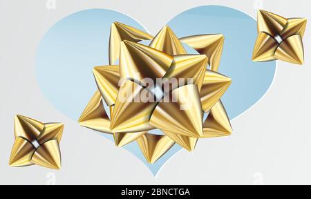 art of gold flower on abstract heart background Stock Vector