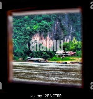 Beautiful shot of Mekong river in Laos taken from a window Stock Photo