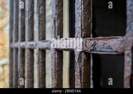 Old rusted iron gate Stock Photo