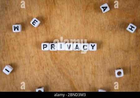 cube words on the wooden table Stock Photo