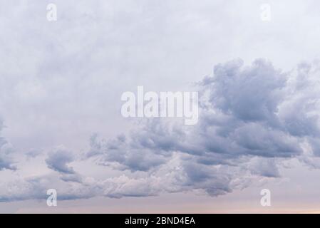 Dramatic gray sky with dark clouds, sky before storm, panoramic view, landscape Stock Photo