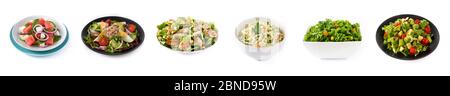 Assortment of different salads collage Stock Photo