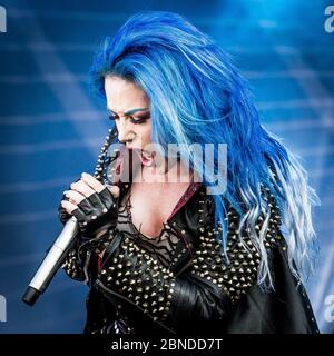 Alissa White-Gluz of metal band Arch Enemy performing at Sweden Rock Festival 2019 Stock Photo