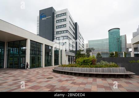 View of campus of Glasgow Caledonian University closed and deserted during the covid-19 lockdown, Glasgow, Scotland, UK Stock Photo