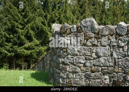 Artfully built walls with natural stone Stock Photo