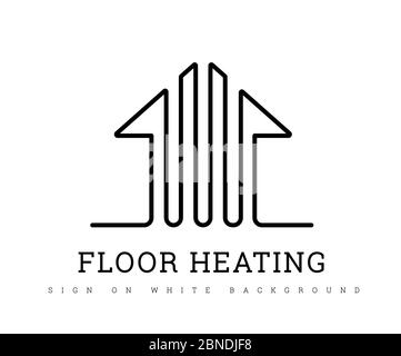 Heating floor vector sign on a white. Warm floor logo design Stock Vector