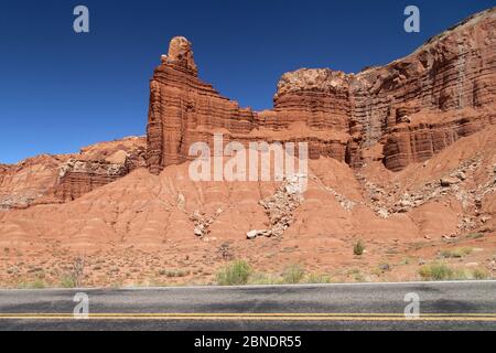 Chimney Rock at Capitol Reef National Park, Utah, United States. Stock Photo