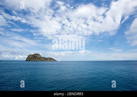 Landscape of Manuelita Island, Chatham Bay, Cocos Island National Park, Costa Rica, East Pacific Ocean. September 2012. Stock Photo