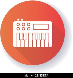 Synthesizer red flat design long shadow glyph icon Stock Vector